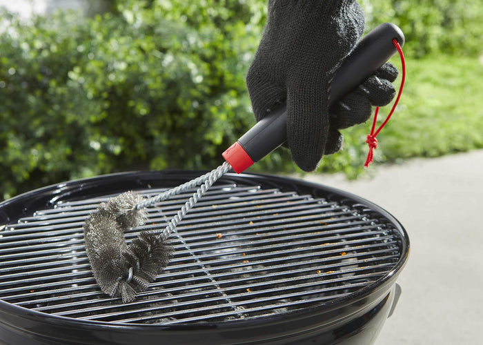 Weber 12" Three-Sided Grill Brush - Sturdy Cleaning Tool for Grills