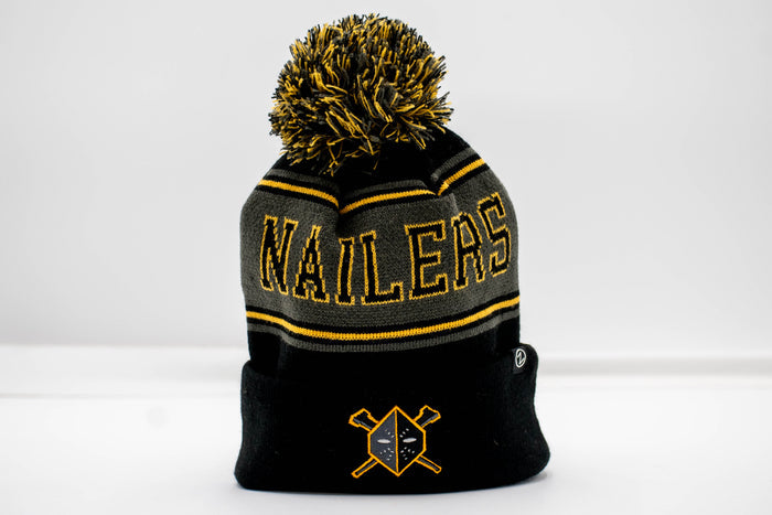 Wheeling Nailers Zephyr Cuff/Pom Blackout Beanie
