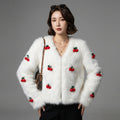 Veste blanche femme avec cerises 3D, style K-fashion printanier - Koreanxwear - Taille S