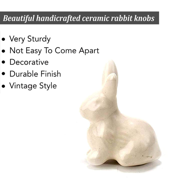 White Ceramic Rabbit Knob