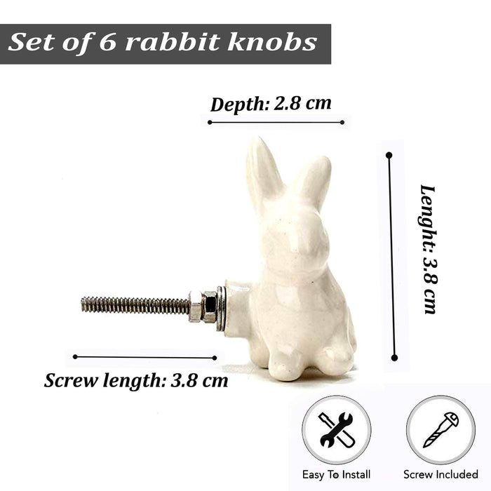 White Ceramic Rabbit Knob