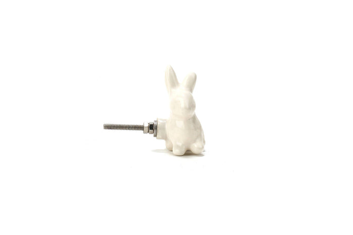 White Ceramic Rabbit Knob