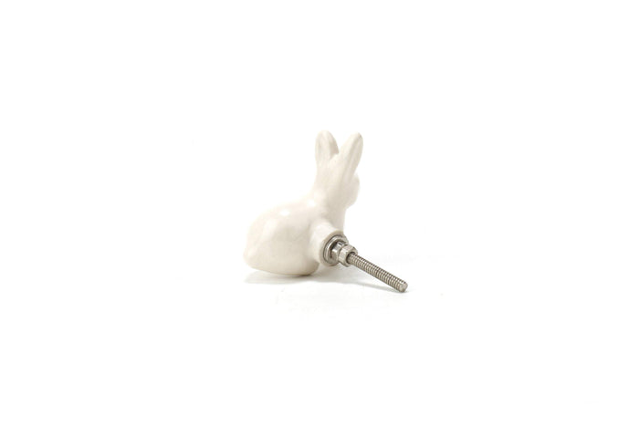 White Ceramic Rabbit Knob