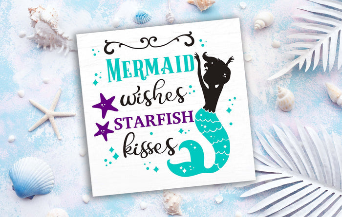 Mermaid Wishes Starfish Kisses 12" Square
