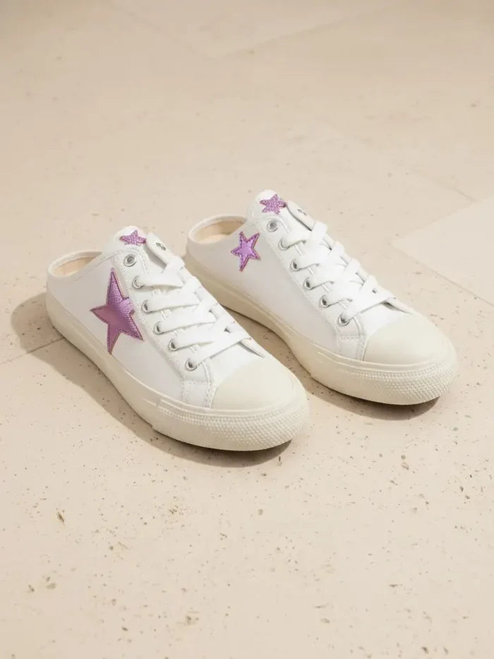 Zoe Star Patch Mule Sneakers Canvas Slip-On Backless Sneaker